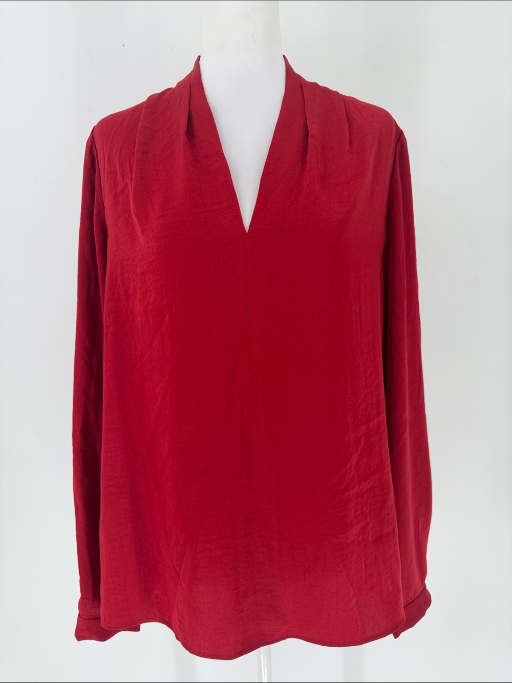 Kobi Halperin Red V-Neck Long Sleeve Blouse Size Medium